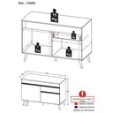 Ver imagem 5 de Balcão Cozinha 120cm 2 Portas 1 Gaveta Veneza Multimóveis V3680 Branco/preto