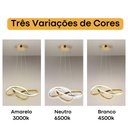 Ver imagem 2 de Luminaria Lustre Pendente de Led para Sala 110/220 Bivolt com Regulagem 3 em 1 Waves Dourada