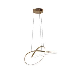 Luminaria Lustre Pendente de Led para Sala 110/220 Bivolt com Regulagem 3 em 1 Waves Dourada - 3