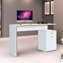 Ver imagem 2 de Escrivaninha Office Versátil Quarto Escritório Branco Freijó