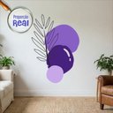 Ver imagem 2 de Adesivo Floral Boho Roxo Estilo Nórdico 130x90 Minimalista Mod.02