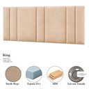Ver imagem 4 de Cabeceira King Estofada com LED Suede MDF Fixação na Parede Bege Vns Concept