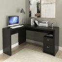 Ver imagem 2 de Mesa para Escritório com 2 Gavetas Branco Tecnomobili Me4129 Cor: Preto