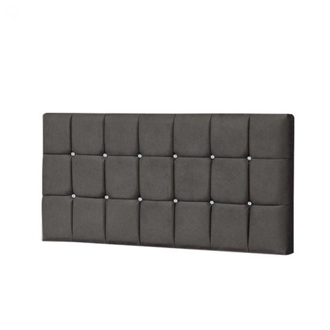 Painel Estofada Espanha 100cm Solteiro Strass Suede Cinza