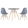KIT - Mesa redonda Eames 70 cm preto + 2 cadeiras Eiffel DSW Cinza escuro - 1