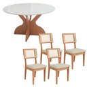 Ver imagem 1 de Mesa de Jantar 1,35m com 4 Cadeiras Dalla Costa 100% Mdf Cor:off White com Freijó e Cesare Escuro