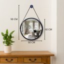 Ver imagem 3 de Espelho Redondo Adnet Decorativo Suspenso com Alça 60cm + Suporte Marrom com Alça Preta