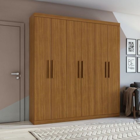 Guarda-Roupa Casal 6 Portas Jazz- Lopas - Rovere Naturale