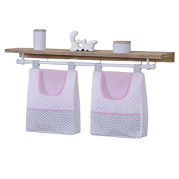 Porta Fralda Organizador Quarto de Bebê Menino Menina 2 Peças Varão:chevron Rosa - 2