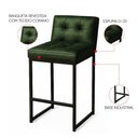 Ver imagem 2 de Banqueta Cozinha Alta com Encosto Industrial Preto Lirina Pu Verde C05 - D’Rossi