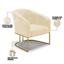 Ver imagem 3 de Poltrona Sala Decorativa Stella Base Industrial Dourada Sintético Pu Bege D03 - D’Rossi