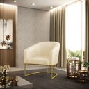 Ver imagem 1 de Poltrona Sala Decorativa Stella Base Industrial Dourada Sintético Pu Bege D03 - D’Rossi