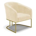 Ver imagem 2 de Poltrona Sala Decorativa Stella Base Industrial Dourada Sintético Pu Bege D03 - D’Rossi