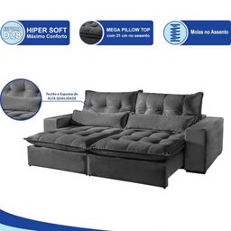 Sofá Máximo 2 Lugares Retrátil e Reclinável 2,10M Veludo Mundial Estofados - 4