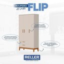 Ver imagem 2 de Dormitório Infantil Flip Guarda Roupa 3 Portas, Cômoda 1 Porta e Berço Areia Fosco com Colchão