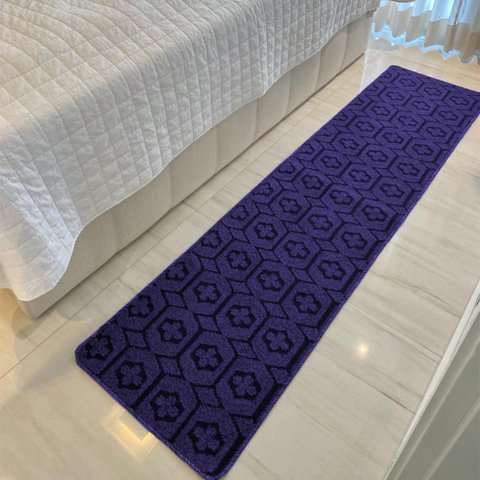 Passadeira Carpete Sala Quarto Geométrico 0,50 X 3,00 - Cor Violeta