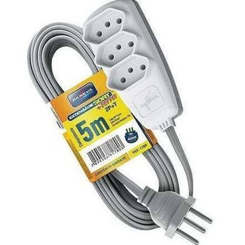 Extensao Sort Daneva 2P+T PP 3X0,75MM 5 Metros Gelo Blister 1780