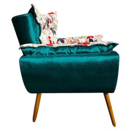 Kit 2 Poltronas Decorativas Odisseia Composê Acetinado Azul com Estampado Folhas D67 - D'Rossi - 4 Kit 2 Poltronas Decorativas Odisseia Composê Acetinado Azul com Estampado Folhas D67 - D'Rossi - 4