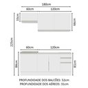Ver imagem 4 de Armário de Cozinha Compacta 180cm Branco Glamy Madesa 07