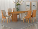Ver imagem 7 de Conjunto Sala de Jantar Mesa Orgânica 200cm 6 Cadeiras Belle sem Tampo Vidro Cinamomo/Off White/Sint