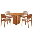 Ver imagem 2 de Mesa 135cm Laminado com 4 Cadeiras Malta Moderna Brisa/ Imbuia Nat.