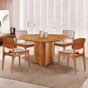 Ver imagem 1 de Mesa 135cm Laminado com 4 Cadeiras Malta Moderna Brisa/ Imbuia Nat.