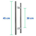 Ver imagem 2 de Puxador de Porta, Aço Inox, Polido, Alto Brilho, 45cm, Tipo H, Porta Pivotante