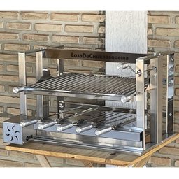 Churrasqueira Inox Elevatória Gourmet Com Kit Giratório Motor Elétrico Com Espetos e Grelha Argentin - 6