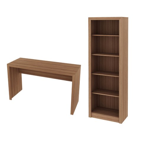 Conjunto P/ Escritório Mesa/estante Amêndoa Tecnomobili