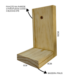 Kit 3 Mini Prateleiras de para em Madeira Pinus - 4