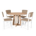 Ver imagem 1 de Mesa de Jantar Redonda Montreal Jade com 4 Cadeiras Estofadas Ella Branco/marrom Claro