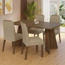 Ver imagem 1 de Conjunto Sala de Jantar Mesa Tampo de Vidro 4 Cadeiras Rustic/imperial Porto Madesa