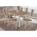 Ver imagem 1 de Conjunto: Mesa Sala Jantar Elba C/ Tampo de Madeira 160cm e 6 Cadeiras Lisboa Cromada/nogueira -