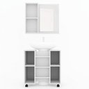 Ver imagem 6 de Armário de Banheiro Sultan 2 Portas 6 Prateleiras com Espelho Branco/Marrom - Pnr Móveis