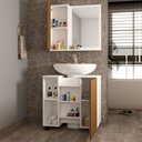 Ver imagem 2 de Armário de Banheiro Sultan 2 Portas 6 Prateleiras com Espelho Branco/Marrom - Pnr Móveis