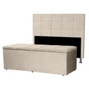 Ver imagem 1 de Kit Cabeceira e Calçadeira Baú Queen 1,60m Roma Suede Bege - Pallazio