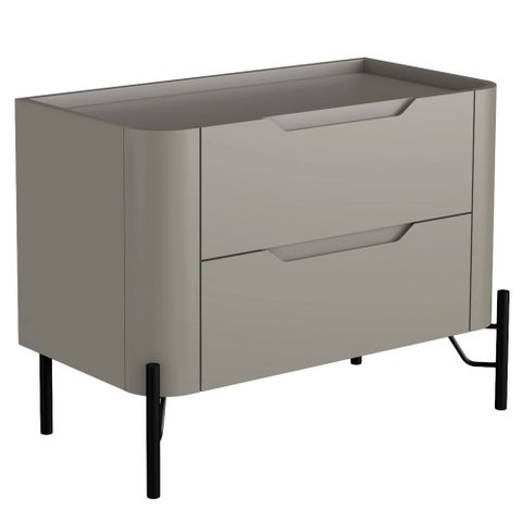 Mesa de Cabeceira Orgânica 2 Gavetas Pés Industrial Preto Bliss I03 Grigio - Lyam Decor