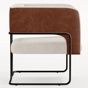 Ver imagem 6 de Poltrona Scarlett D02 Base Aço Preto Couríssimo Marrom B-38 Linho Cru C-443 - Lyam Decor