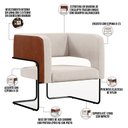Ver imagem 4 de Poltrona Scarlett D02 Base Aço Preto Couríssimo Marrom B-38 Linho Cru C-443 - Lyam Decor