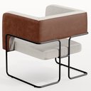 Ver imagem 7 de Poltrona Scarlett D02 Base Aço Preto Couríssimo Marrom B-38 Linho Cru C-443 - Lyam Decor