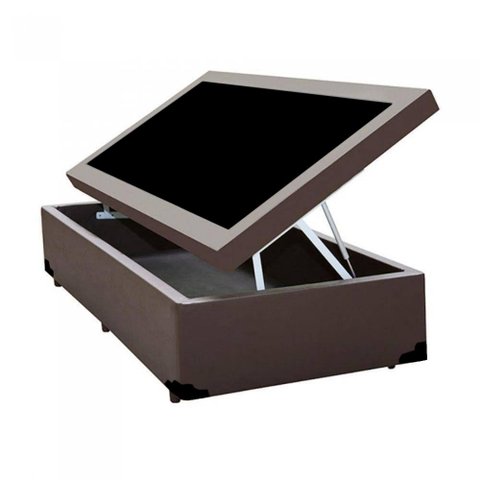 Base Box Baú Solteiro Blindado AColchoes Sintético Marrom 41x78x188