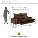 Ver imagem 3 de Sofa Retratil e Reclinavel Capri 230cm Kc Rei de Casa Veludo Marrom
