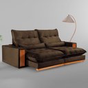 Ver imagem 2 de Sofa Retratil e Reclinavel Capri 230cm Kc Rei de Casa Veludo Marrom