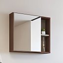 Ver imagem 2 de Gabinete Banheiro 60cm Espelheira MDF Cuba Mármore Suspenso:Madeirado/Biscuit