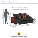 Ver imagem 4 de Sofá Cama Retrátil 5 Lugares Linho Siena 280cm Preto