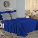 Ver imagem 1 de Jogo de Cama Casal Viúva Nobre 4 Peças Malha 100% Algodão - Royal / Cinza