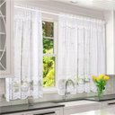 Ver imagem 1 de Cortina de Renda para Janela Copa Cozinha Basica Branca Valencia Bule 2,00m X 1,20m +20cm -