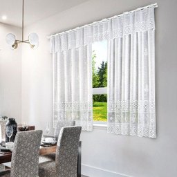 Cortina de Renda para Janela Copa Cozinha Basica Branca Valencia Bule 2,00m X 1,20m +20cm - - 2