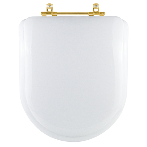 Assento Sanitário Almofadado Carrara Branco para Vaso Deca com Ferragem Dourada