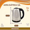 Jarra Bule Chaleira Eletrica Inox 1,8 Lts Agua Segura Ferve Rapido Economica Desligamento Automatico - 3